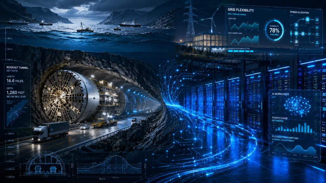 Norway Builds 16.6-Mile Subsea Tunnel; AI Fuels Flexible Data Centers